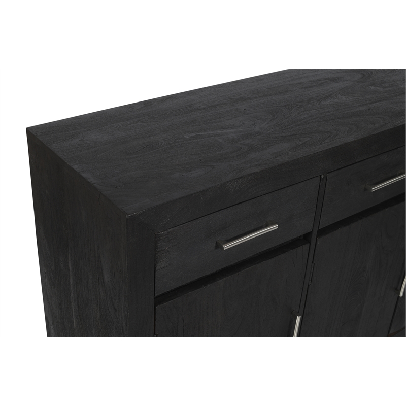 Fernious 4 Drawer 4 Door Sideboard in Dark Gray Finish on Mango Solid Wood