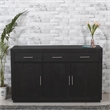 Fernious 3 Drawer 3 Door Sideboard in Dark Gray Finish on Mango Solid Wood