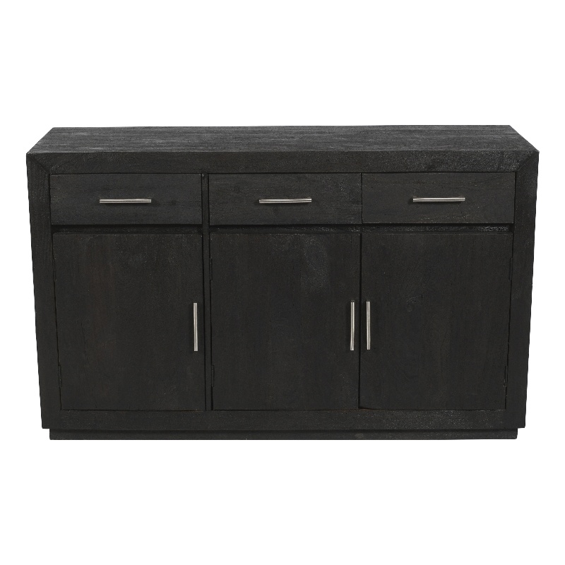 Fernious 3 Drawer 3 Door Sideboard in Dark Gray Finish on Mango Solid Wood