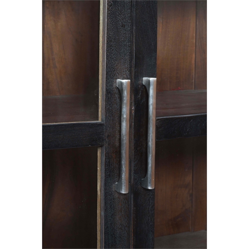 Fernious Tall Cabinet in Dark Gray Finish on Mango Solid Wood
