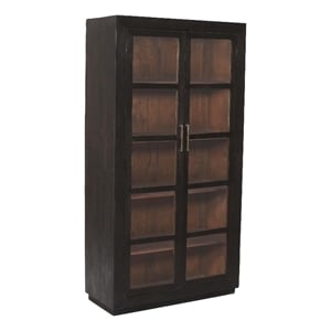 Fernious Tall Cabinet in Dark Gray Finish on Mango Solid Wood