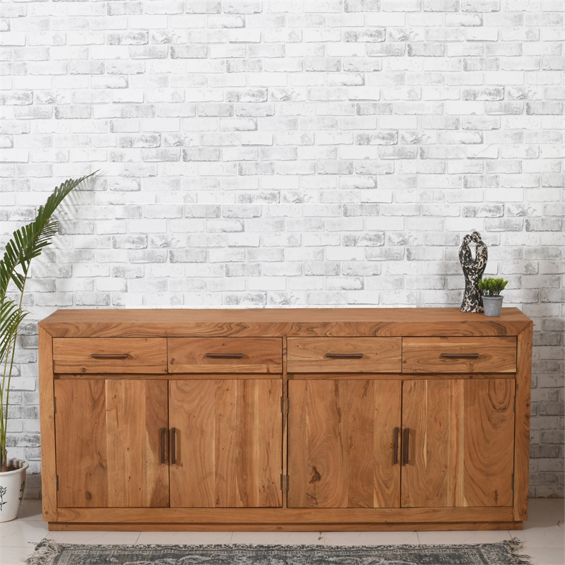 Fernious 4 Drawer 4 Door Sideboard in Natural Finish on Mango Solid Wood