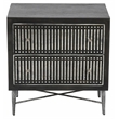 Sarah 2 Drawer Nightstand in Mango Solid Wood Antique Brown Finish on Iron Base