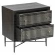 Sarah 2 Drawer Nightstand in Mango Solid Wood Antique Brown Finish on Iron Base