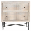 Sarah 2 Drawer Nightstand in Mango Solid Wood Brushed Ivory Finish on Iron Base