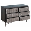 Sarah 6 Drawer Chest in Mango Solid Wood Antique Brown Finish on Forged Iron