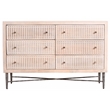 Sarah 6 Drawer Chest in Mango Solid Wood Brushed Ivory Finish on Forged Iron