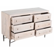 Sarah 6 Drawer Chest in Mango Solid Wood Brushed Ivory Finish on Forged Iron