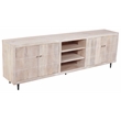 Sarah 4-Door Media Cabinet in Transitional Ivory Finish Solid Wood on Iron Base