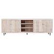 Sarah 4-Door Media Cabinet in Transitional Ivory Finish Solid Wood on Iron Base