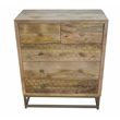 Harlow 5 Drawer Dresser Solid Wood Natural Finish on Brass-Finished Iron Frame