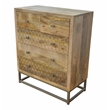 Harlow 5 Drawer Dresser Solid Wood Natural Finish on Brass-Finished Iron Frame