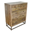 Harlow 5 Drawer Dresser Solid Wood Natural Finish on Brass-Finished Iron Frame