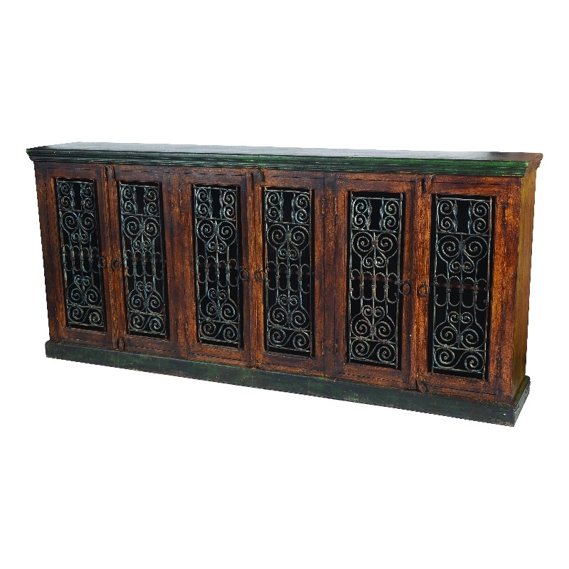 Arvada 6 Cast Iron Door Buffet on Mango Solid Wood in Brown