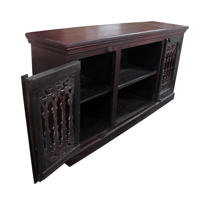 Arvada 2 Iron Jali Door Plasma on Mango Solid Wood in Dark Brown