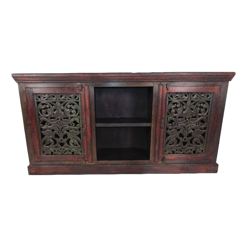 Arvada Mango Solid Wood 2 Door Hand-Carved Plasma/Buffet in Brown