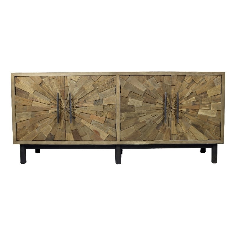 Aliso Willa 4-Door Sideboard in Reclaimed and New Elm Wood in Natural