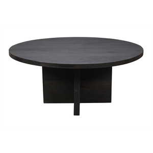 Fernious 60&quot Round Dining Table in Dark Gray Finish on Mango Solid Wood