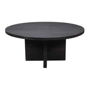 Fernious 70&quot Round Dining Table in Dark Gray Finish on Mango Solid Wood