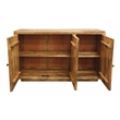 Moti Sunbright 3 Hand Carved Doors Mid-Century Solid Wood Sideboard in Natural