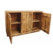 Moti Sunbright 3 Hand Carved Doors Mid-Century Solid Wood Sideboard in Natural