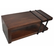 Sterling Mango Solid Wood Cocktail Table in Dark Antique Brown with Iron Accents