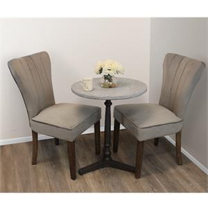 Sheridan 3-Piece Dining Set With 24&quot Stone Top Table In Gray And 2 Mink Chairs
