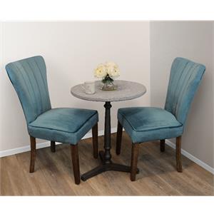 Sheridan 3-Piece Dining Set With 24&quot Stone Top Table In Gray And 2 Teal Chairs