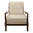 Wyndham Natural Stripe Linen Fabric Occasional Chair w/ Solid Rubberwood Frame