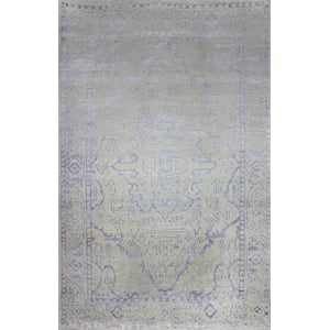 Emblem 12 1.6X1.6 Silver Handknotted Wool Area Rug