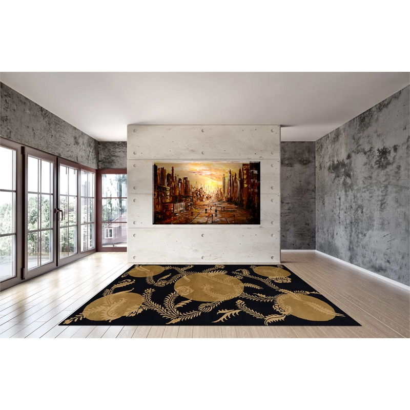 Dahlia 04 4X6 Black Handtufted Wool Area Rug