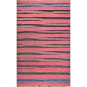 Kilim 05 1.6X1.6 Pink Handwoven Wool Area Rug