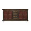 Arvada Mango Solid Wood 4 Carved Doors 4-Drawer Buffet in Multi-Color Finish