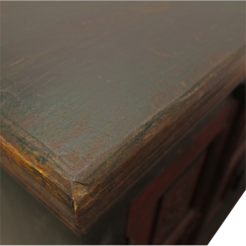 Arvada Mango Solid Wood 4 Carved Doors 4-Drawer Buffet in Multi-Color Finish