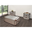 Aviator 3-Piece Coffee Table Set - Coffee Table & 2 End Tables - Leather Accents