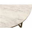 Orlando Carlton Ivory Marble Top Round Coffee Table on Brass Color Iron Base