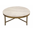 Orlando Carlton Ivory Marble Top Round Coffee Table on Brass Color Iron Base