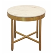 Orlando Carlton Ivory Marble Top Round Side Table on Brass Color Iron Base