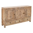 Carter Weatherly 3-Door 3-Drawer Solid Wood Accent Cabinet in White Wash