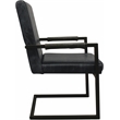 Wendy Genuine Leather Armchair in Antique Black with Iron Frame