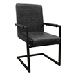 Wendy Genuine Leather Armchair in Antique Black with Iron Frame