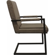 Wendy Genuine Leather Armchair in Gray with Black Iron Frame