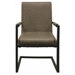 Wendy Genuine Leather Armchair in Gray with Black Iron Frame