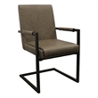 Wendy Genuine Leather Armchair in Gray with Black Iron Frame