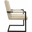 Wendy Genuine Leather Armchair in Ivory with Black Iron Frame