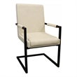 Wendy Genuine Leather Armchair in Ivory with Black Iron Frame