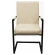 Wendy Genuine Leather Armchair in Ivory with Black Iron Frame
