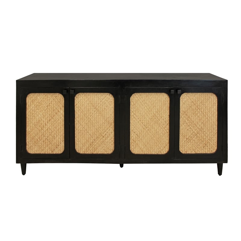 Navice 4 Woven Door Sideboard in Solid Wood with a Black Finish