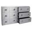 Pilot 6-Drawer Dresser with Hatch pulls in Silver Aluminum and Solid Wood