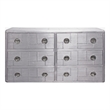 Pilot 6-Drawer Dresser with Hatch pulls in Silver Aluminum and Solid Wood